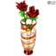 Fleur de rose - rouge - Verre de Murano original OMG