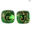 Pendientes Botones Verdes - Cristal de Murano Original OMG