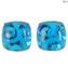 Orecchini Bottoni - Azzurri - Vetro di Murano Originale 