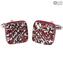 Cufflinks - Red Silver - Original Murano Glass OMG