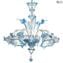 Venetian Chandelier Laguna - Crystal glass and Aquamare - Original Murano Glass