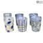 Eisglas Set - Becher mit Silber - Original Murano Glas