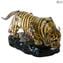 Tiger auf Sockel - Skulptur - Original Murano Glass OMG