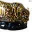 Tigre sur socle - Sculpture - Verre de Murano original OMG