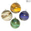 4er Set Weihnachtskugel - Twisted Fantasy mit Gold - Murano Glass Xmas