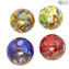 Set of 4 Christmas Ball - Spots Fantasy with Gold - Murano Glass Xmas