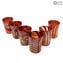 Juego de vasos Red Passion - Vasos con plata - Cristal de Murano original OMG