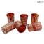 Juego de vasos Red Passion - Vasos con plata - Cristal de Murano original OMG