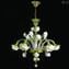 Lustre Veneziano Rosetto Branco Verde - Vidro Murano Original