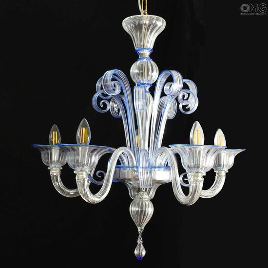 Venetian Chandelier Crystal Blue, Murano Glass Chandelier Crystals