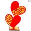 Double Heart Love - Verre rouge or pur - Verre de Murano original OMG®