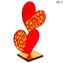 Double Heart Love - Verre rouge or pur - Verre de Murano original OMG®