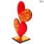 Double Heart Love - Red glass with pure gold - Original Murano Glass OMG®