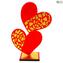 Double Heart Love - Vidro vermelho com ouro puro - Vidro Murano Original OMG®
