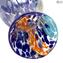 Vase Flasche Regenbogen - Blau - Original Murano Glas OMG