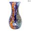 Vase Flasche Regenbogen - Blau - Original Murano Glas OMG