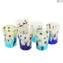 Deep Sea Glasses Set - Tumblers with silver - Original Murano Glass OMG