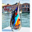 Tear Vase Multicolor mit Silber - Sommerso - Original Murano Glas