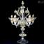 Tischlampe Flambeau - Gold und Kristall Blumen - Murano Glas - 5 Licht