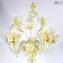 Tischlampe Flambeau - Gold und Kristall Blumen - Murano Glas - 5 Licht