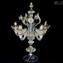 Tischlampe Flambeau - Gold und Kristall Blumen - Murano Glas - 5 Licht