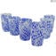 6 vasos para beber Millefiori - Azul - Cristal de Murano original