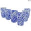 6 Millefiori Drinking glasses - Blue - Original Murano Glass