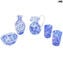 6 Millefiori Drinking glasses - Blue - Original Murano Glass