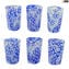 6 Millefiori Drinking glasses - Blue - Original Murano Glass