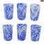 6 vasos para beber Millefiori - Azul - Cristal de Murano original