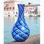 Vaso Ampolla con Canne blu in vetro di Murano originale soffiato