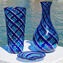 Vaso con Canne blu in vetro di Murano originale soffiato