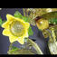 Wandlampe Venezianische Sonnenblumen mit Spatzen - Original Muranoglas