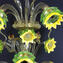 Wandlampe Venezianische Sonnenblumen mit Spatzen - Original Muranoglas