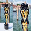 情侶雕塑黑色 - 克里姆特裝飾 - 原始穆拉諾玻璃