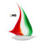 帆船意大利國旗 - 原始穆拉諾玻璃雕塑