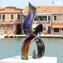 Double Ribbon - Chalcedony Sculpture -  Original Murano Glass OMG