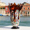 Geranium Amber - Vaso - Murano Glass Millefiori e Silver