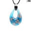 Collar con colgante de gota - Azul claro - Cristal de Murano original