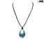 Drop pendant necklace - Light Blue - Original Murano Glass