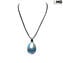 Collier pendentif goutte - Bleu clair - Verre de Murano original