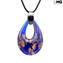 Drop Anhänger Halskette - Blau - Original Murano Glas