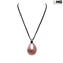 Parure Drop pendant necklace and earrings - Pink - Original Murano Glass