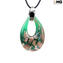 Collier pendentif goutte - Vert - Verre de Murano original