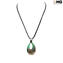 Collier pendentif et boucles d'oreilles Parure Drop - Vert - Verre de Murano original