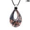 Parure Drop pendant necklace and earrings - Black - Original Murano Glass