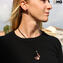 Collier pendentif et boucles d'oreilles Parure Drop - Noir - Verre de Murano original