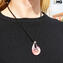 Collier pendentif goutte - Rose - Verre de Murano original