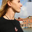 Collier pendentif goutte - Rose - Verre de Murano original
