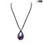 Parure Drop pendant necklace and earrings  - Blue - Original Murano Glass
